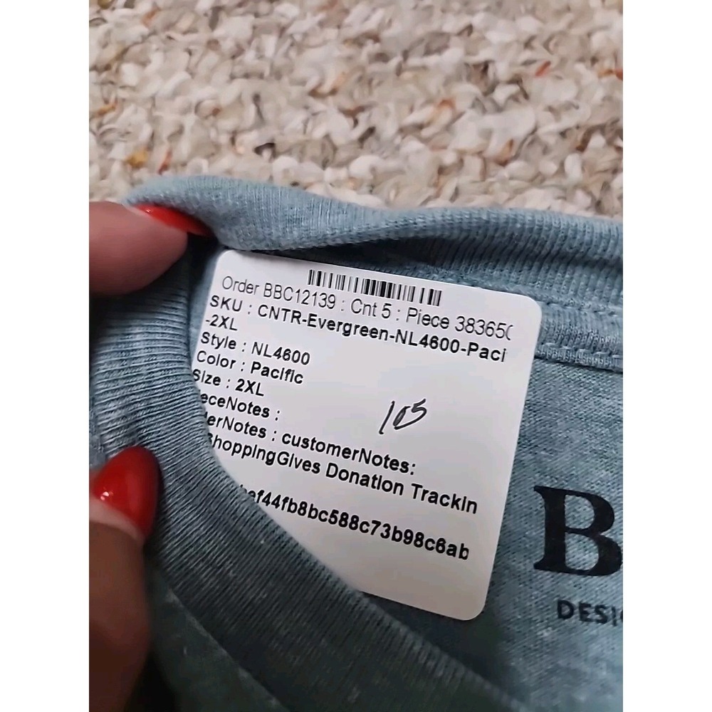 BeCause Tee Hemlock Forest Graphic T-Shirt XXL Blue Green Evergreen Trees New - Picture 8 of 13